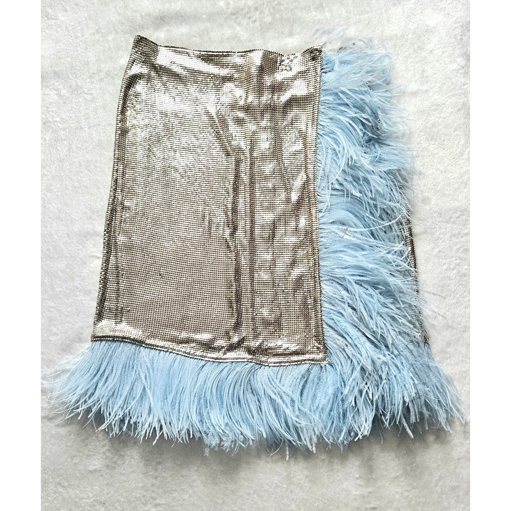 CHRISTOPHER KANE runway feather-paneled chainmail skirt nwt $3,227 it-46 / us-8 - Picture 4 of 14